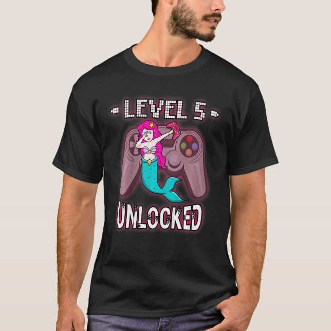 Camiseta Crianças Nível 5 Dabbing Smermaid Gamer 5t (Frente)