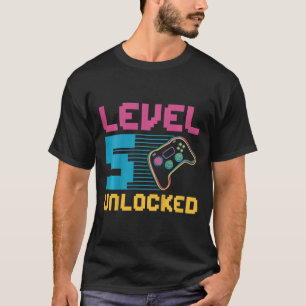 Camiseta Crianças Nível 5 Jogos Desbloqueados Aniversário