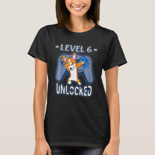 Camiseta Crianças Nível 6 Desbloqueadas Gam Corgi Dabbing d