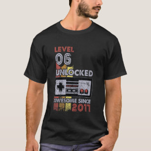 Camiseta Crianças Nível 6 Gamador 6 de Aniversário Desbloqu