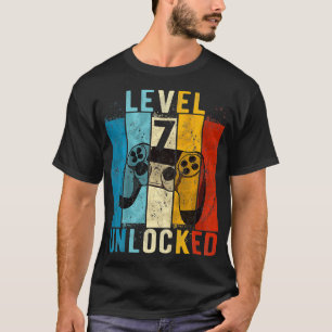 Camiseta Crianças Nível 7 Vídeo desbloqueado 7 anos 7 anos
