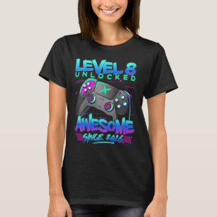 Camiseta Crianças Nível 8 Desbloqueadas Crianças Com 8 Anos