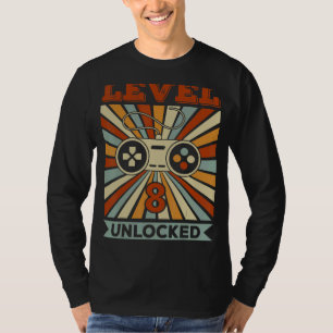 Camiseta Crianças Nível 8 Vídeo Gamer 8º Aniversário Desblo