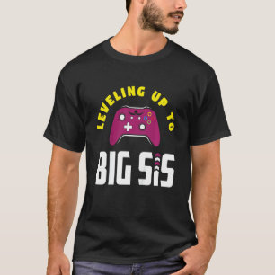 Camiseta Crianças Nivelando Para A Grande Irmã Gamer Garota