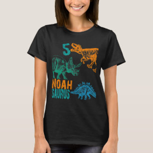 Camiseta Crianças Noah Saurus 5 Birthday Boys Rex Bday Part