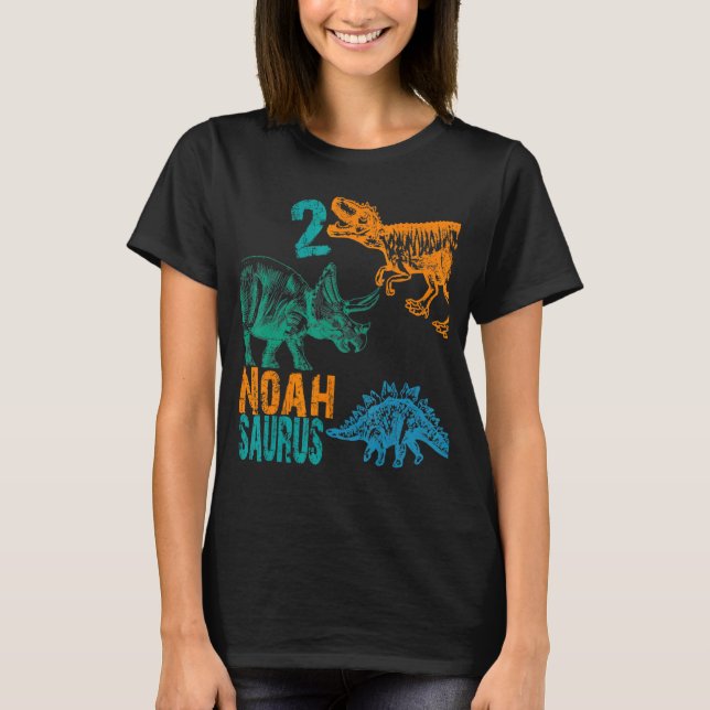 Camiseta Crianças Noah Saurus segundo aniversário Boys Rex  (Frente)