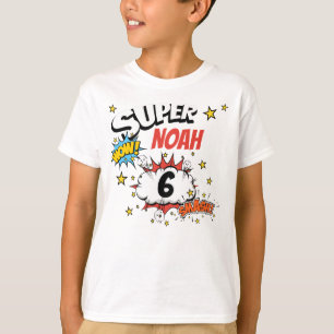 Camiseta Crianças Nome Personalizado com 6 anos Super