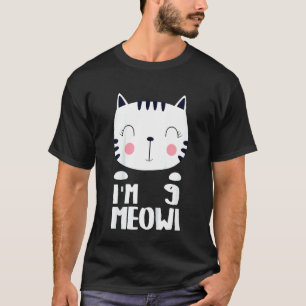 Camiseta Crianças Nona Garota Aniversário Kawi Cat. Eu sou 