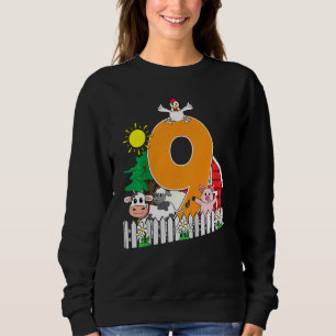 Camiseta Crianças Nono 9º aniversário Fazenda de animais Pi
