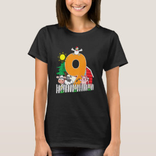 Camiseta Crianças Nono 9º aniversário Fazenda de animais Pi