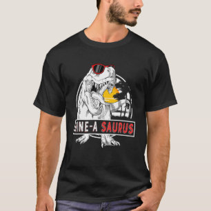 Camiseta Crianças Nove A Saurus Aniversário T Rex 9 Anos 9º