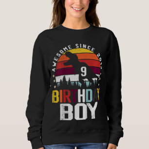 Camiseta Crianças Nove Aniversário Garoto De 9 Anos Dinossa