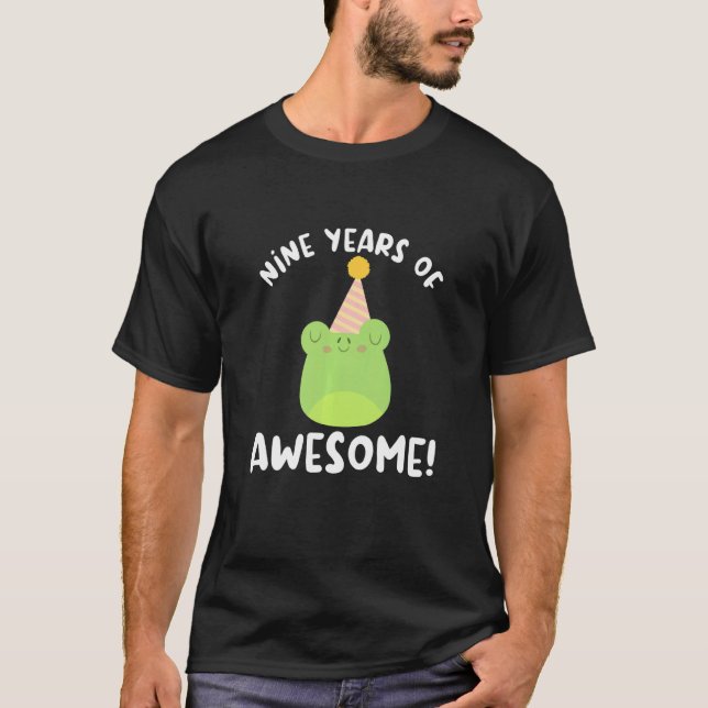 Camiseta Crianças Nove Anos Incrível Sapo Nono Aniversário  (Frente)
