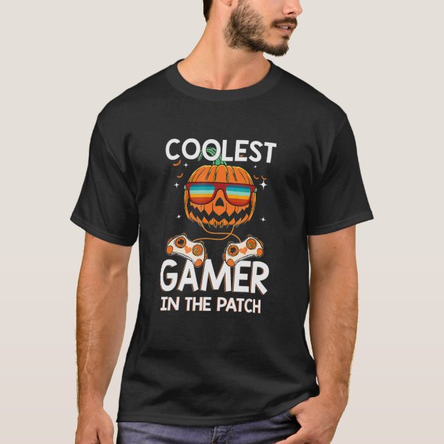Camiseta Crianças O Jogador Mais Legal Do Halloween No Patc (Frente)