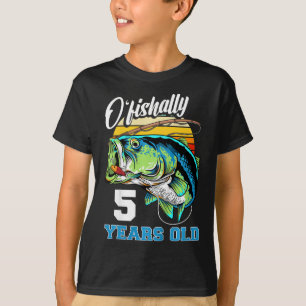 Camiseta Crianças Oficialmente 5 Anos Pescador Aniversário