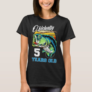 Camiseta Crianças Ofishally 5 Anos Pescador 5º Aniversário