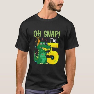 Camiseta Crianças Oh Snap sou 5 5 Crocodilo Aligato de Aniv