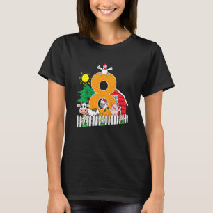 Camiseta Crianças Oitavo 8º Aniversário Animal de Fazenda V