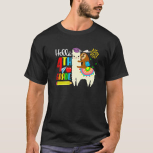 Camiseta Crianças Olá 4ª Série Preguiça Montando Lhama Volt