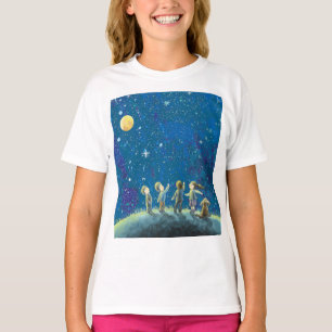 Camiseta Crianças Olhando Para O Céu Estrelado