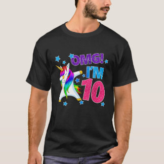 Camiseta Crianças, OMG! Sou 10 Birthday Girl Babbing Unicor