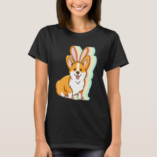 Camiseta Crianças orelhas de coelho Corgi Dia de Páscoa Cac