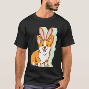 Camiseta Crianças Orelhas de Coelho Corgi Dia de Páscoa Cac