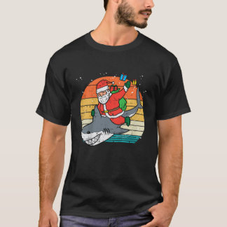 Camiseta Crianças Papais noeis Andando De Tubarão Xmas Paja