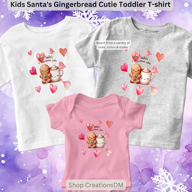Camiseta Crianças Papais noeis Gingerbird Cutie (Criador carregado)