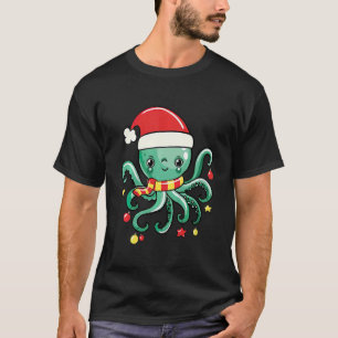 Camiseta Crianças Papais noeis Lulas Cuecas Xmas Octopus Fa