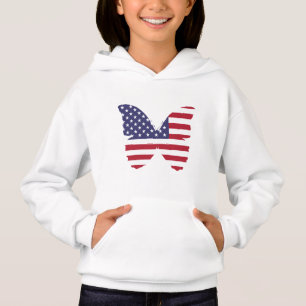 Camiseta Crianças Patriótica Hoodie Butterfly
