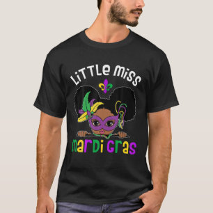 Camiseta Crianças Pequena Senhorita Mardi Gras Afro Preto C