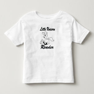 Camiseta Crianças Pequeno Leitor de Unicórnio Lado Preto