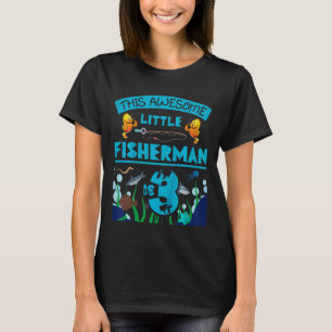 Camiseta Crianças Pequeno Pescador Agora 3 Pescado 3º Bir