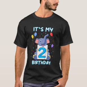 Camiseta Crianças Pequeno segundo aniversário Elefante Meu 
