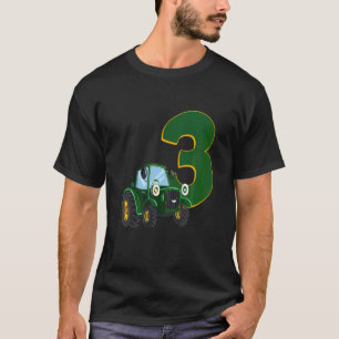Camiseta Crianças Pequeno Trator Aniversário Trator 3 Mini