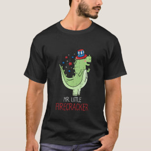 Camiseta Crianças Pequenos Bombeiros 4 De Julho Dinossauro