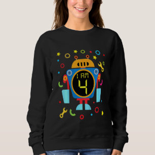 Camiseta Crianças Pequenos Robôs Aniversário 4. º Técnico d