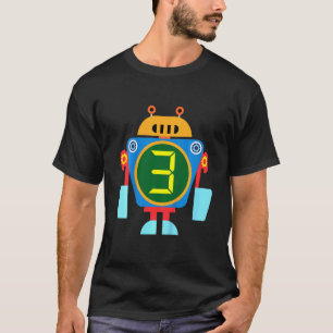 Camiseta Crianças Pequenos Robôs, aniversário de 3 anos téc