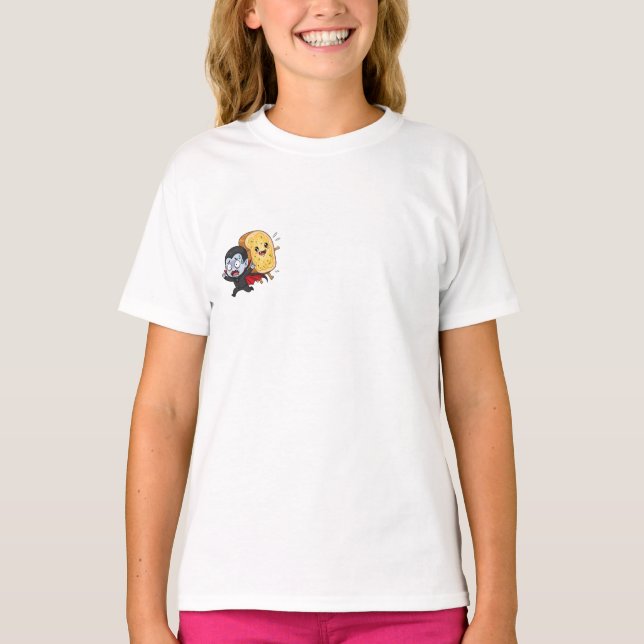 Camiseta Crianças Perseguindo Torradas de Vampiro (Frente)