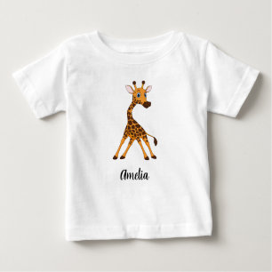 Camiseta Crianças Personalizadas Girafa Girls Baby T Shirt