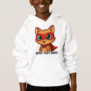 Camiseta Crianças Personalizadas Hoodie - Gato Super Herói