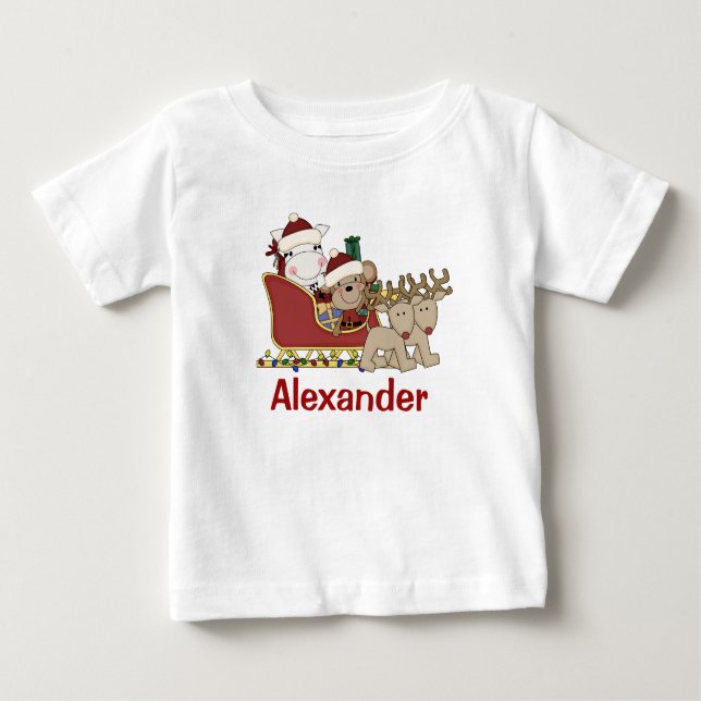 Camiseta Crianças Personalizadas Papais noeis de Natal Slei (Frente)