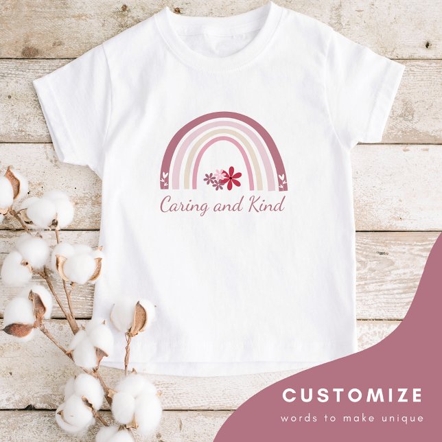 Camiseta Crianças Personalizadas Rainbow Floral (Criador carregado)