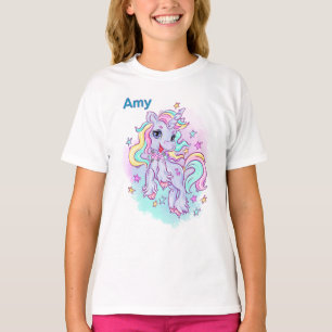 Camiseta Crianças Personalizam Unicórnio Colorido
