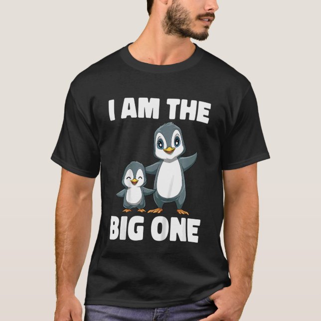 Camiseta Crianças Pinguins Grande Irmão Eu Sou O Grande Irm (Frente)