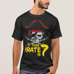 Camiseta Crianças Piram 7 de Aniversário Este Pirata É 7 Pi