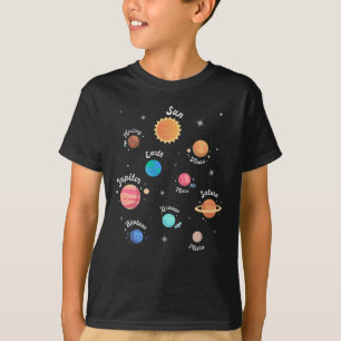 Camiseta Crianças Planetas do Sistema Solar Conhecimento E
