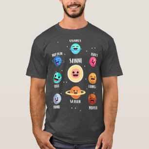 Camiseta Crianças Planetas Espaciais Astronautas Galáxias E