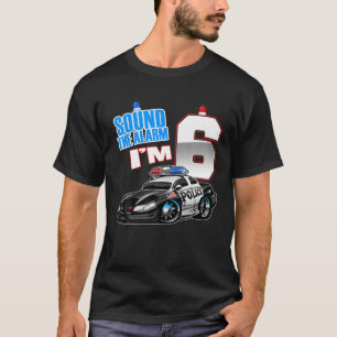 Camiseta Crianças Polícia Carro 6 de Aniversário Garoto